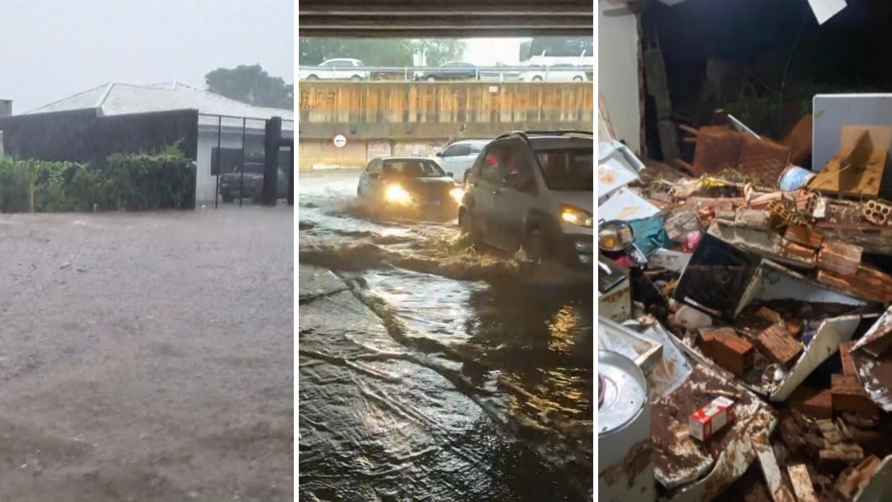 VÍDEO: chuva 'transforma' ruas em rios, alaga casas, mata cães e causa transtornos, no Paraná