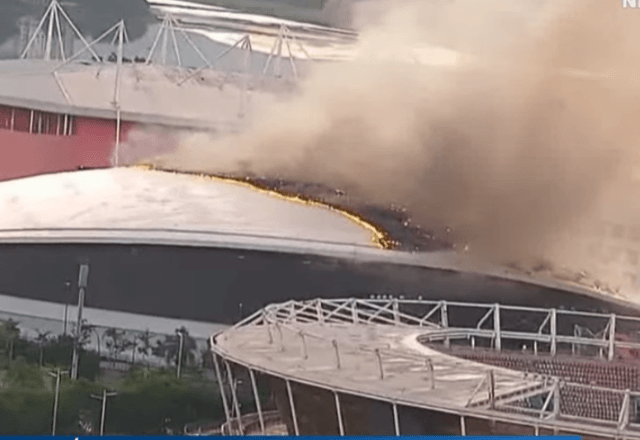 Incêndio atinge Velódromo do Parque Olímpico, no Rio de Janeiro