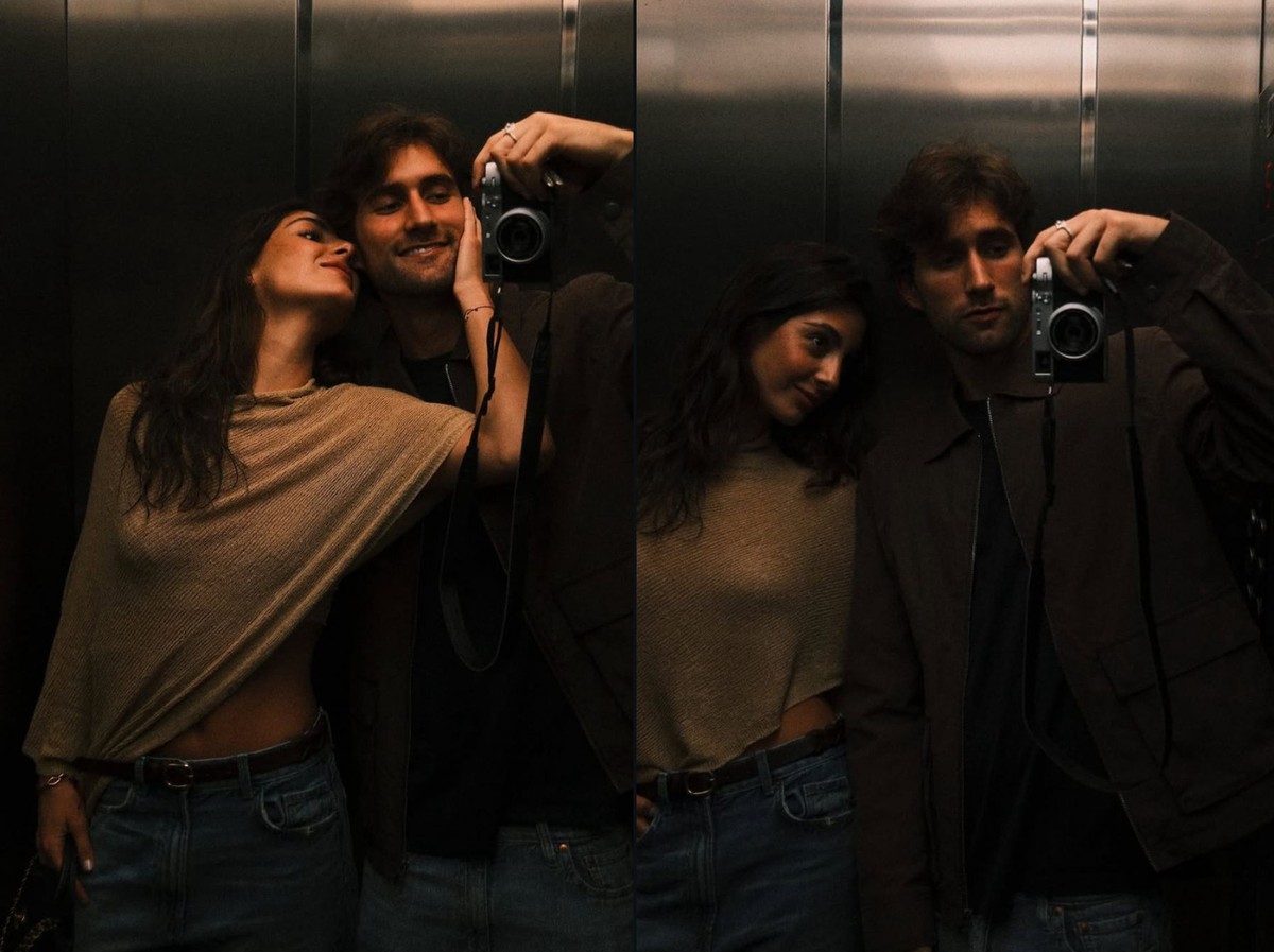 Filho de Adriana Esteves posa em clima de romance com Luiza Gabus Mendes