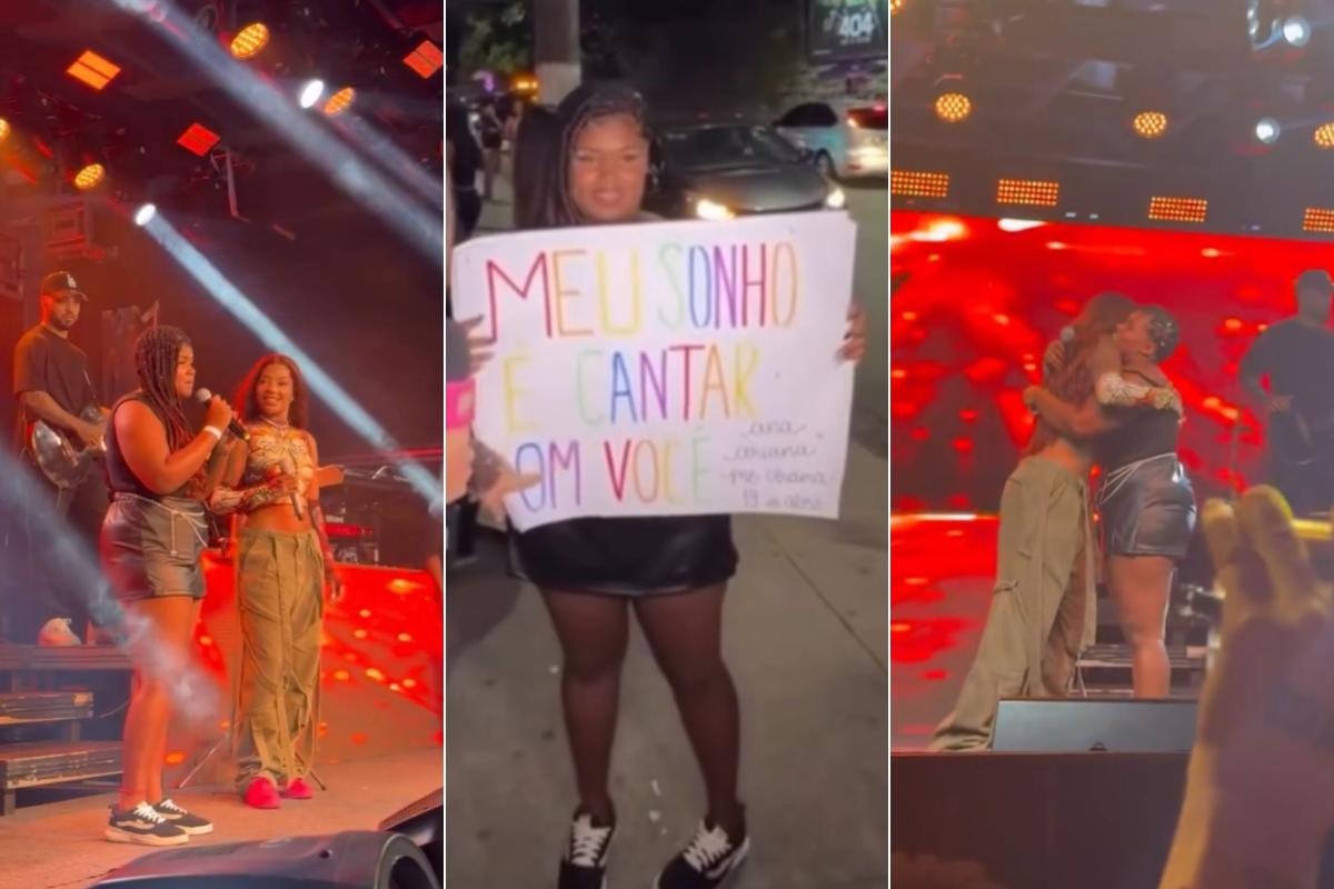 Ludmilla vê cartaz e chama fã para cantar em show; VÍDEO