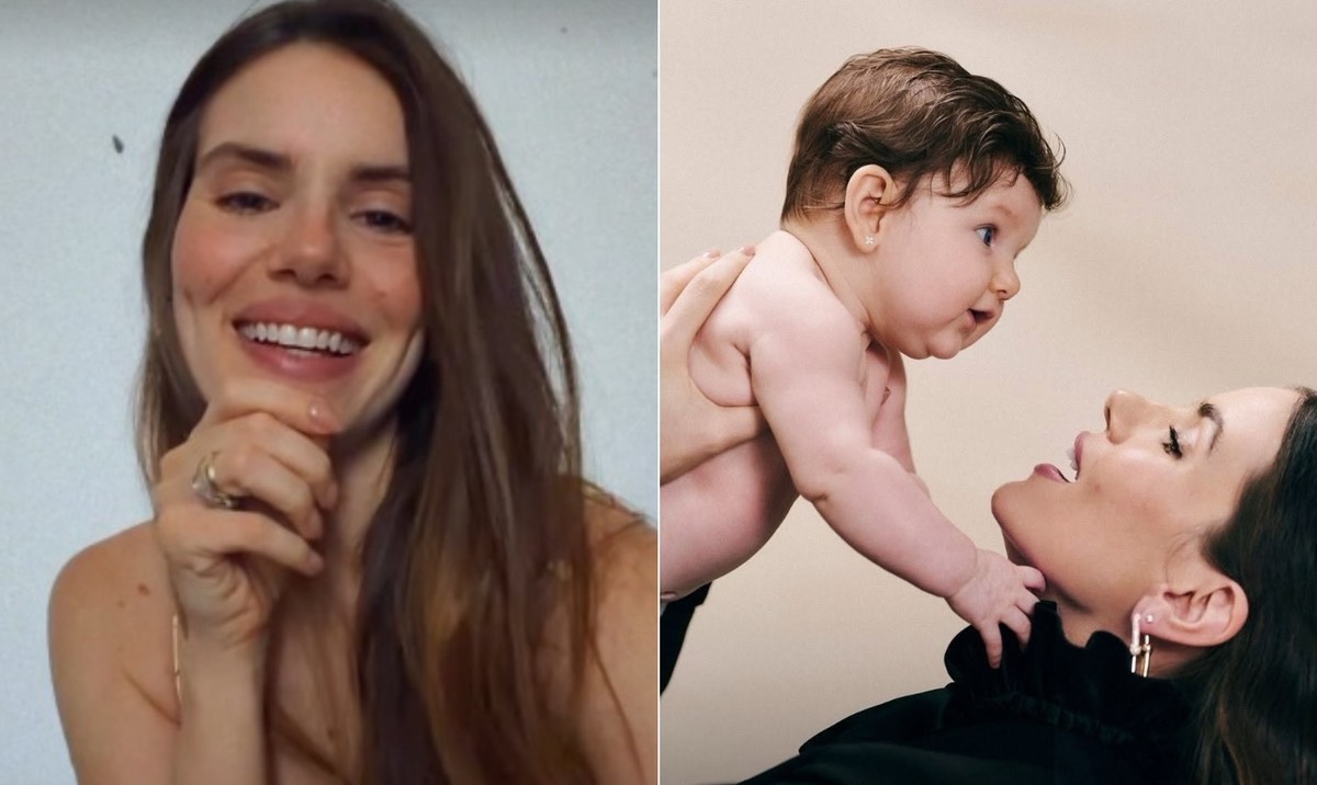 Camila Queiroz concorda com comentários de 'filha ser a cópia de Klebber' e ri de piadas: 'Pariu o marido'