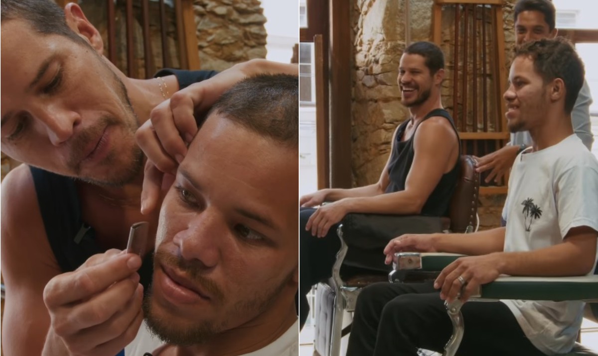 José Loreto leva sósia Lorran Galdino na barbearia 'para ficar mais gêmeo'; veja o antes e o depois