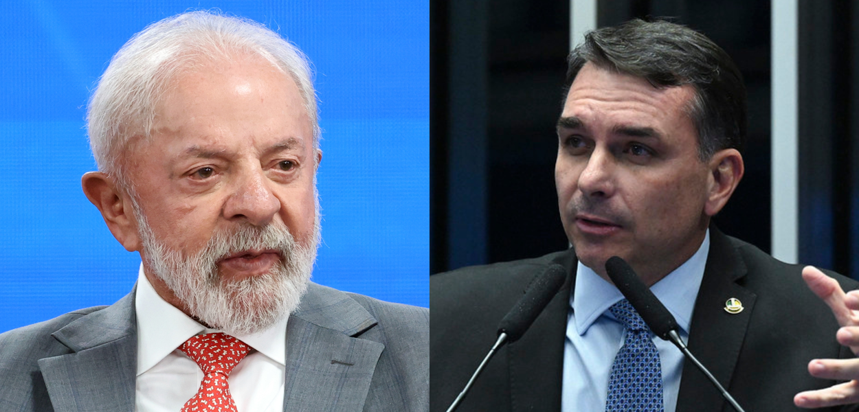 Gráfico eleitoral com Lula e Flávio Bolsonaro em disputa no 2º turno.