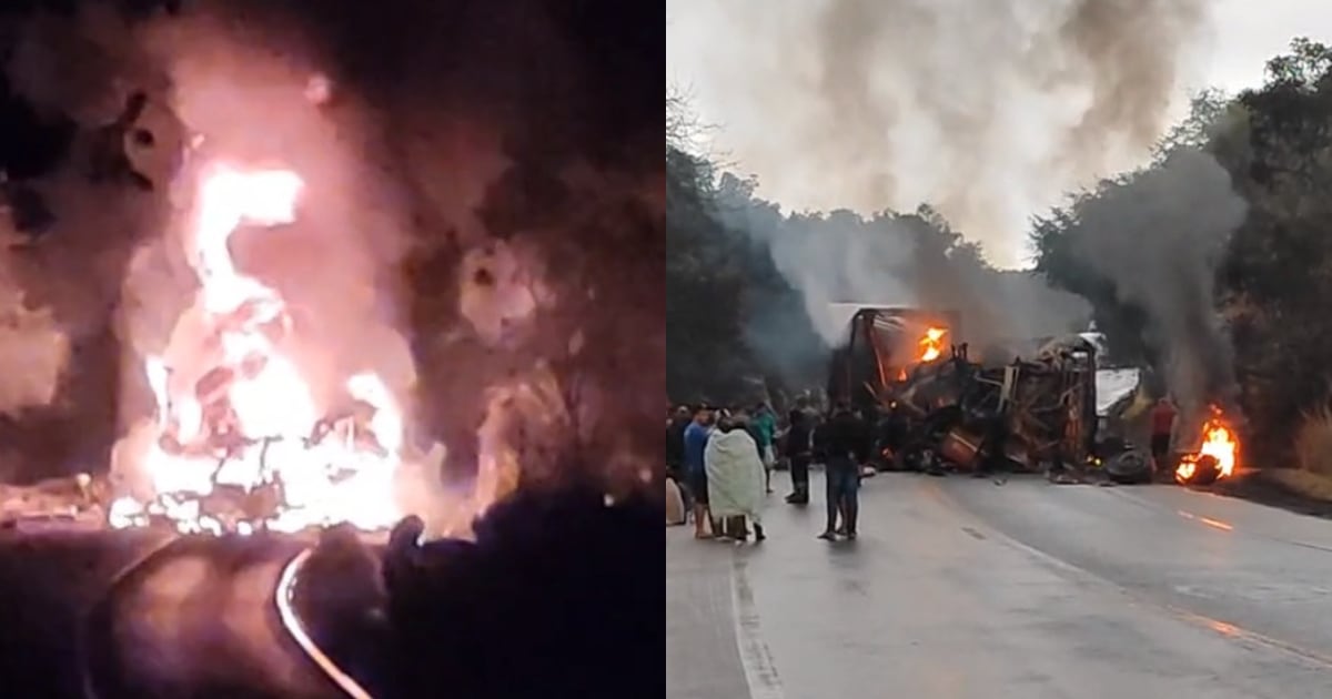 Batida entre carreta e ônibus deixa oito mortos na BR-251, no Norte de Minas