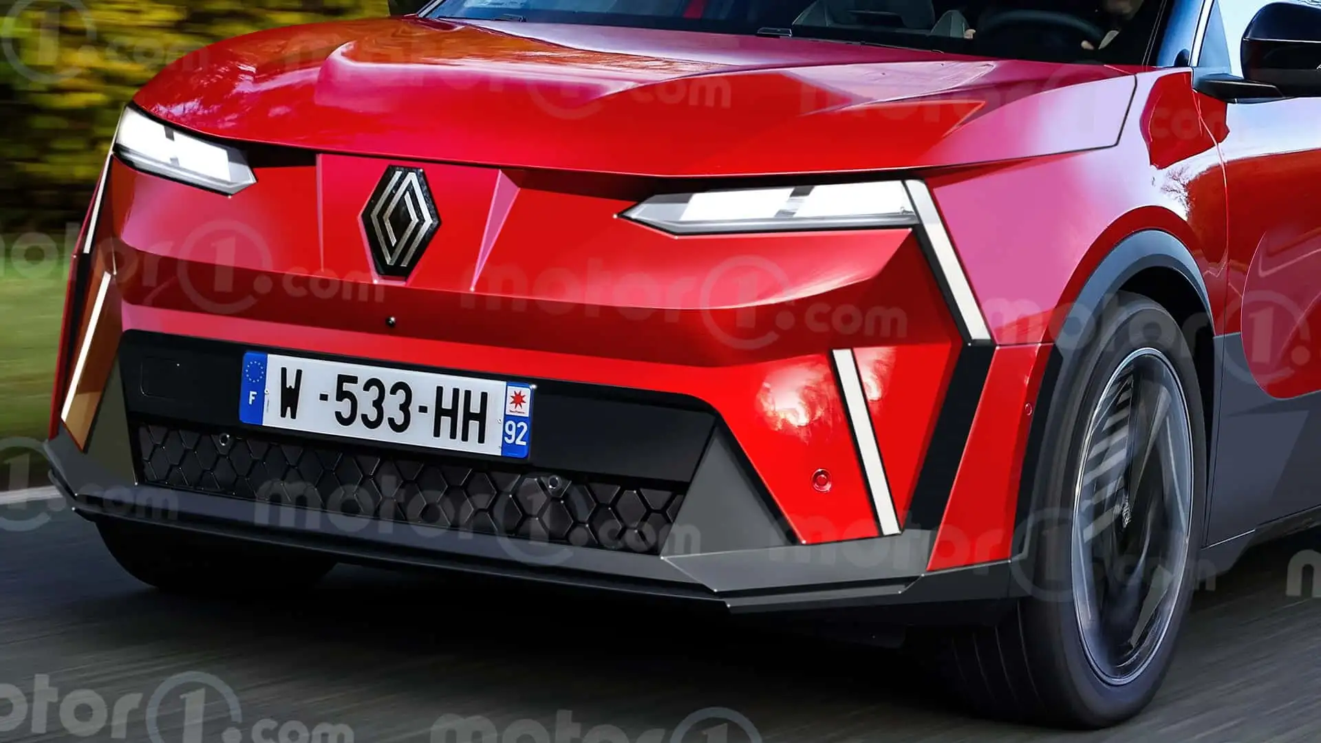 Visualização do futuro Renault Scénic 2027 em uma apresentação de conceito.