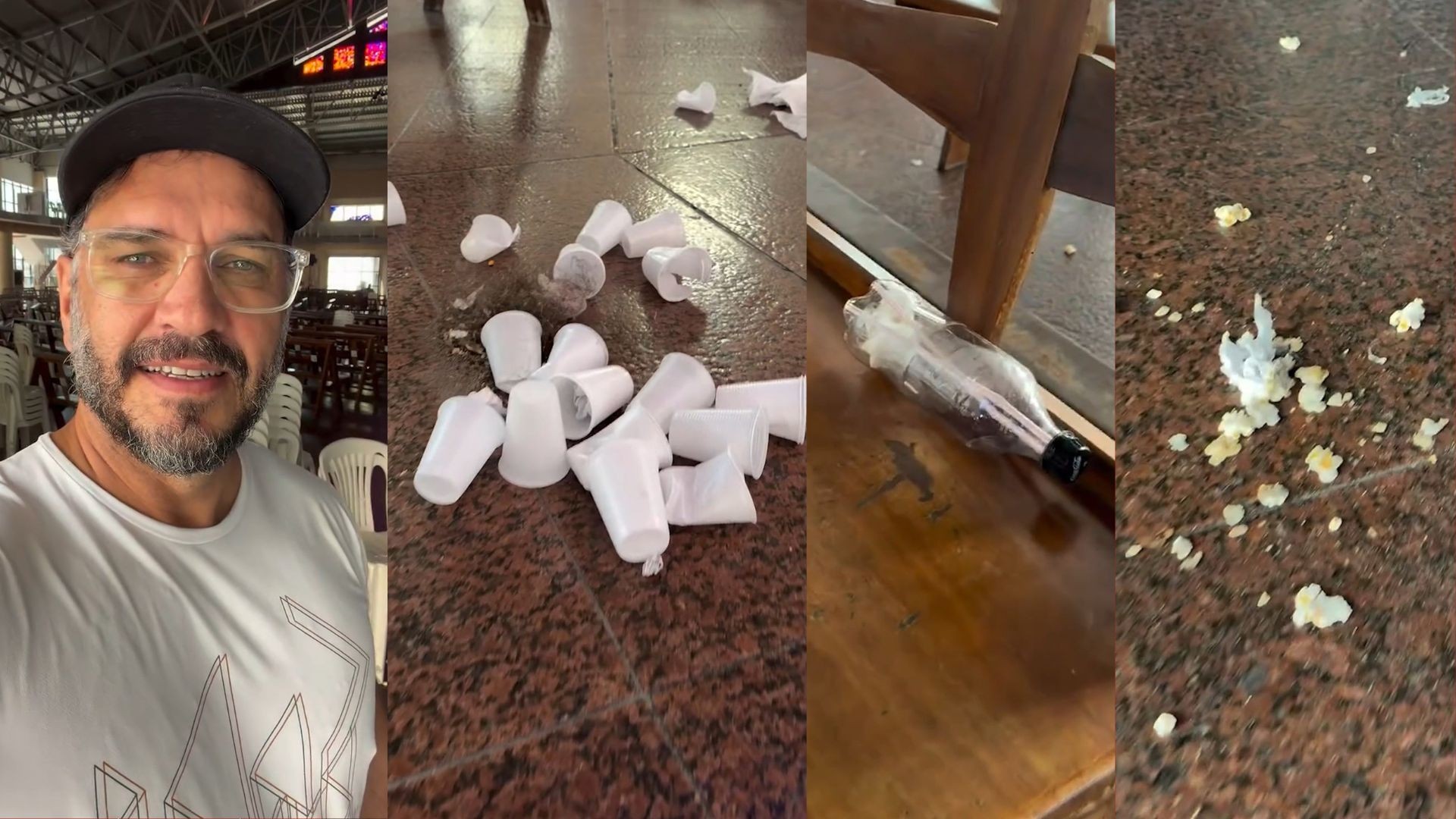 Padre do ES dá bronca em fiéis por lixo no chão: 'Igreja não é cinema'