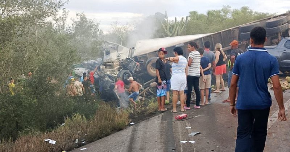 Colisão entre van e caminhão deixa ao menos oito mortos na BR-116, em Santa Teresinha