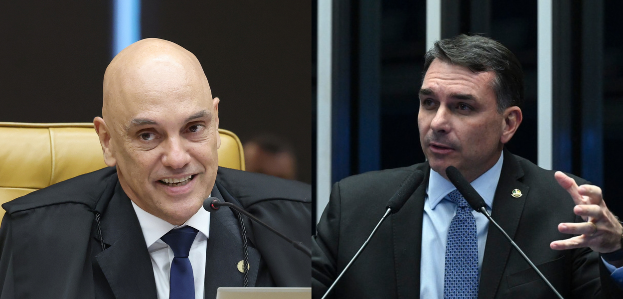 Flávio Bolsonaro reúne-se com jornalistas para discutir afastamento de Moraes em caso Dark Horse.