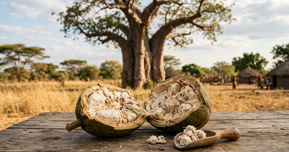Fruta sagrada africana em destaque nos mercados naturais.
