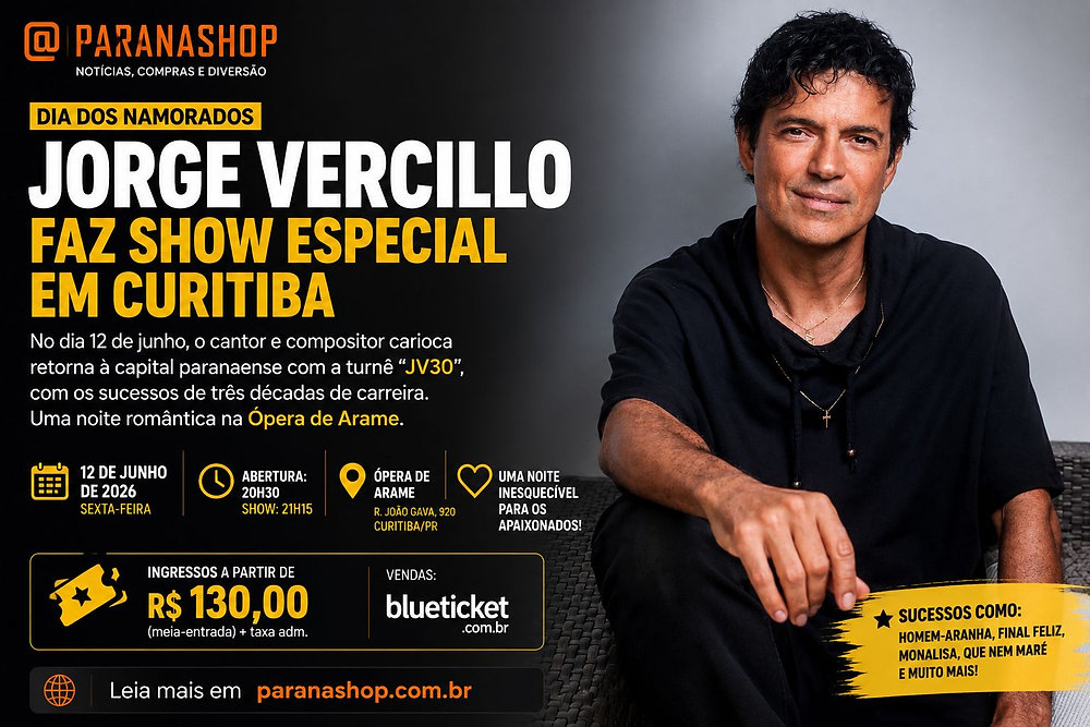 Jorge Vercillo faz show especial de Dia dos Namorados em Curitiba