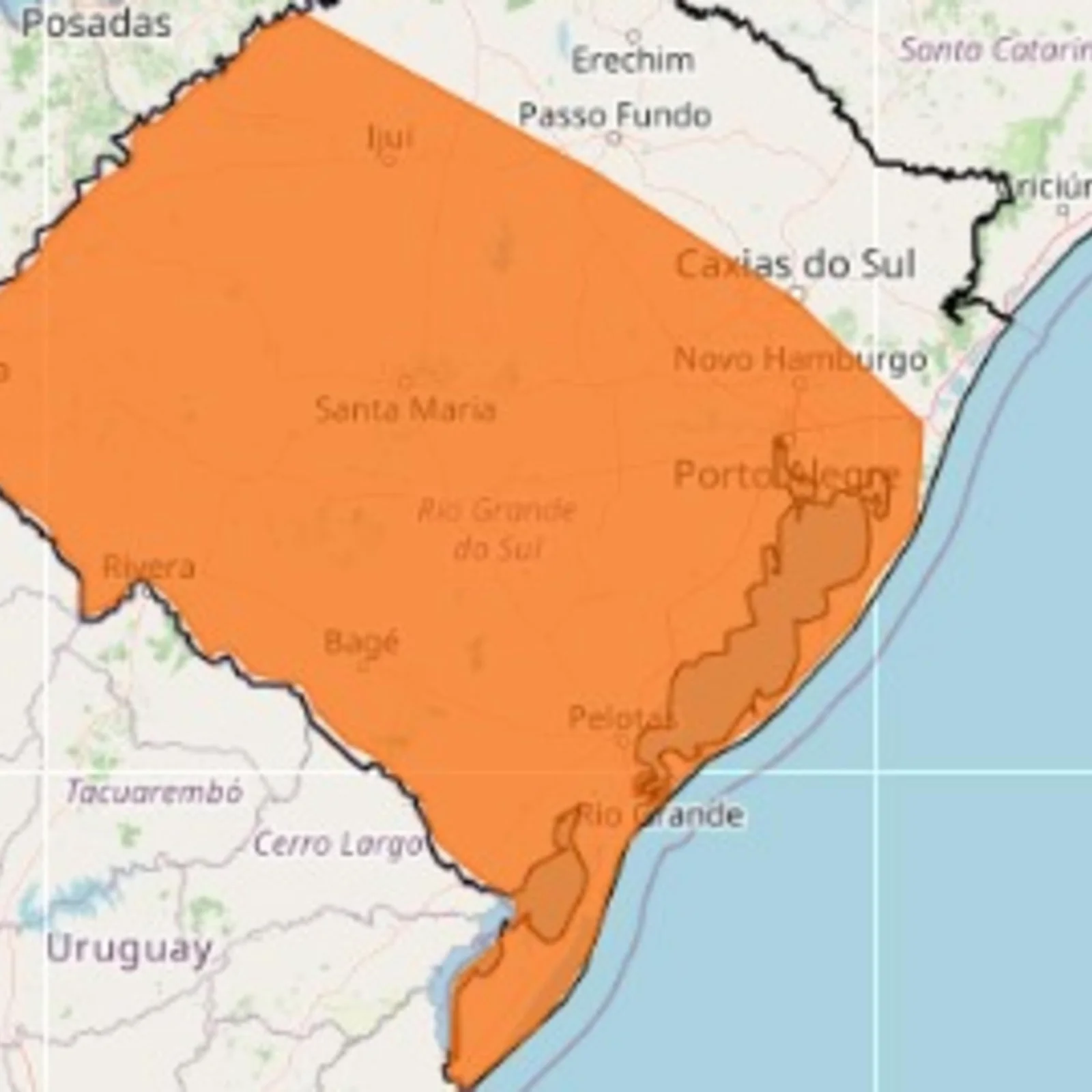 RS tem alerta laranja para tempestade e outros dois para três dias