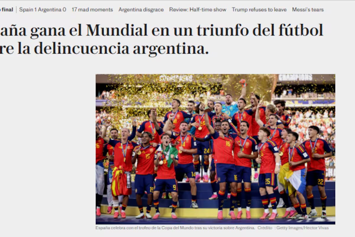 Jornal inglês chama Argentina de 'criminosa' após derrota na final da Copa
