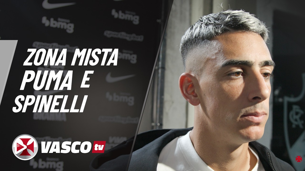 Jogadores de futebol Spinelli e Puma Rodríguez em entrevista após empate em jogo.