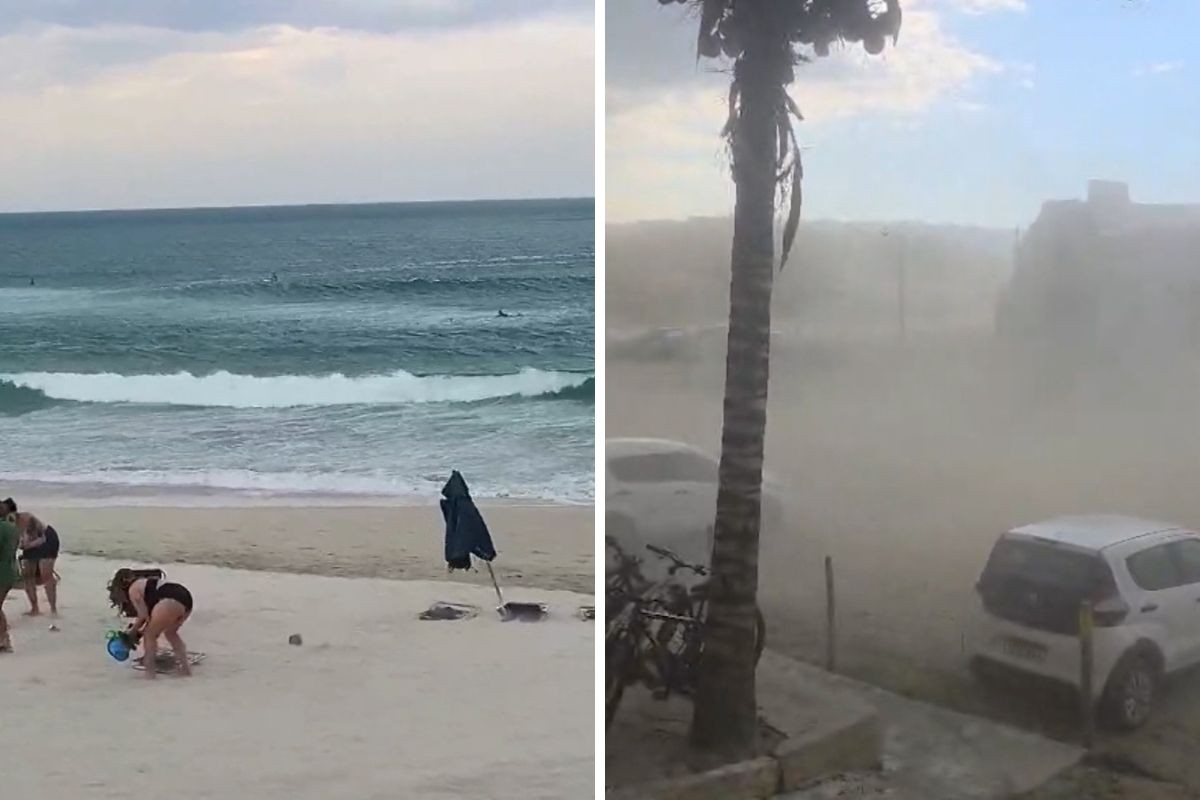 Vídeo mostra avanço da ventania no Litoral Norte e estragos causados pelas rajadas