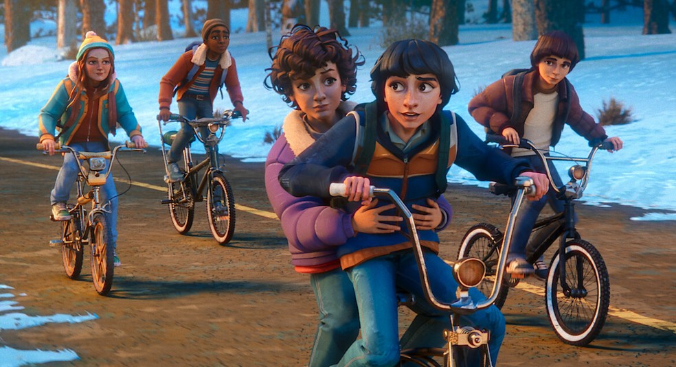 Notícias de Hawkins: Jornalista segura papel com data de lançamento de Stranger Things Histórias.