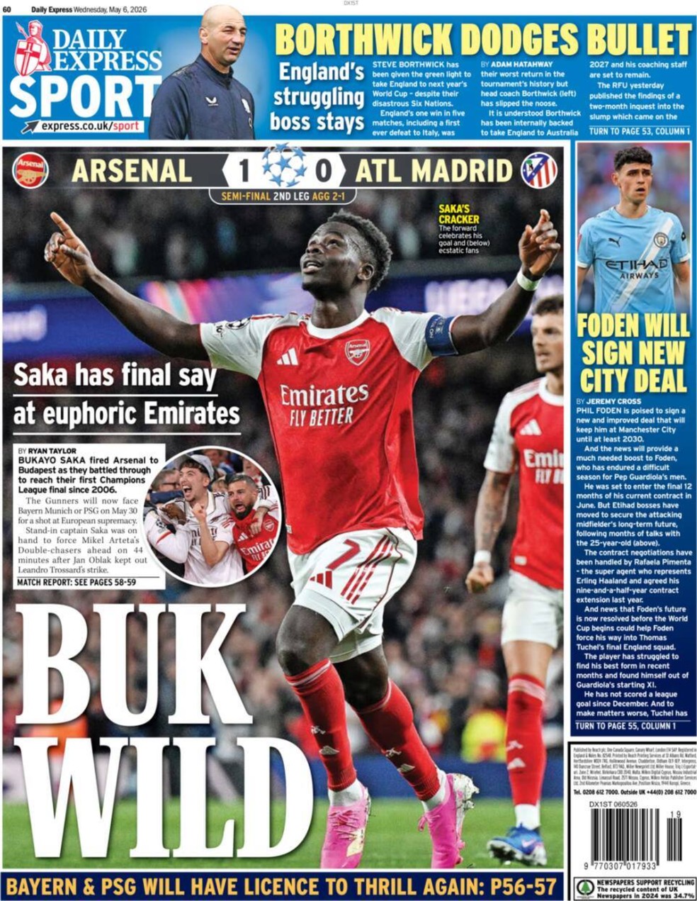 Jornalistas internacionais escrevem sobre a eliminação do Atlético e a classificação do Arsenal para a final da Champions League.