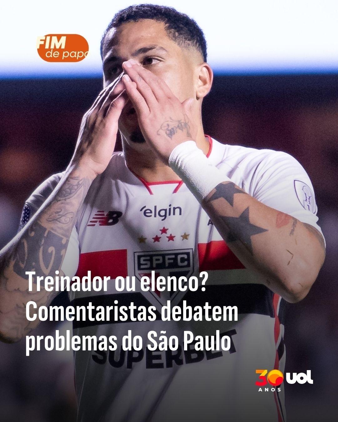 Time de São Paulo em campo, jogadores desanimados, torcida frustrada, em jogo contra o Millonarios.