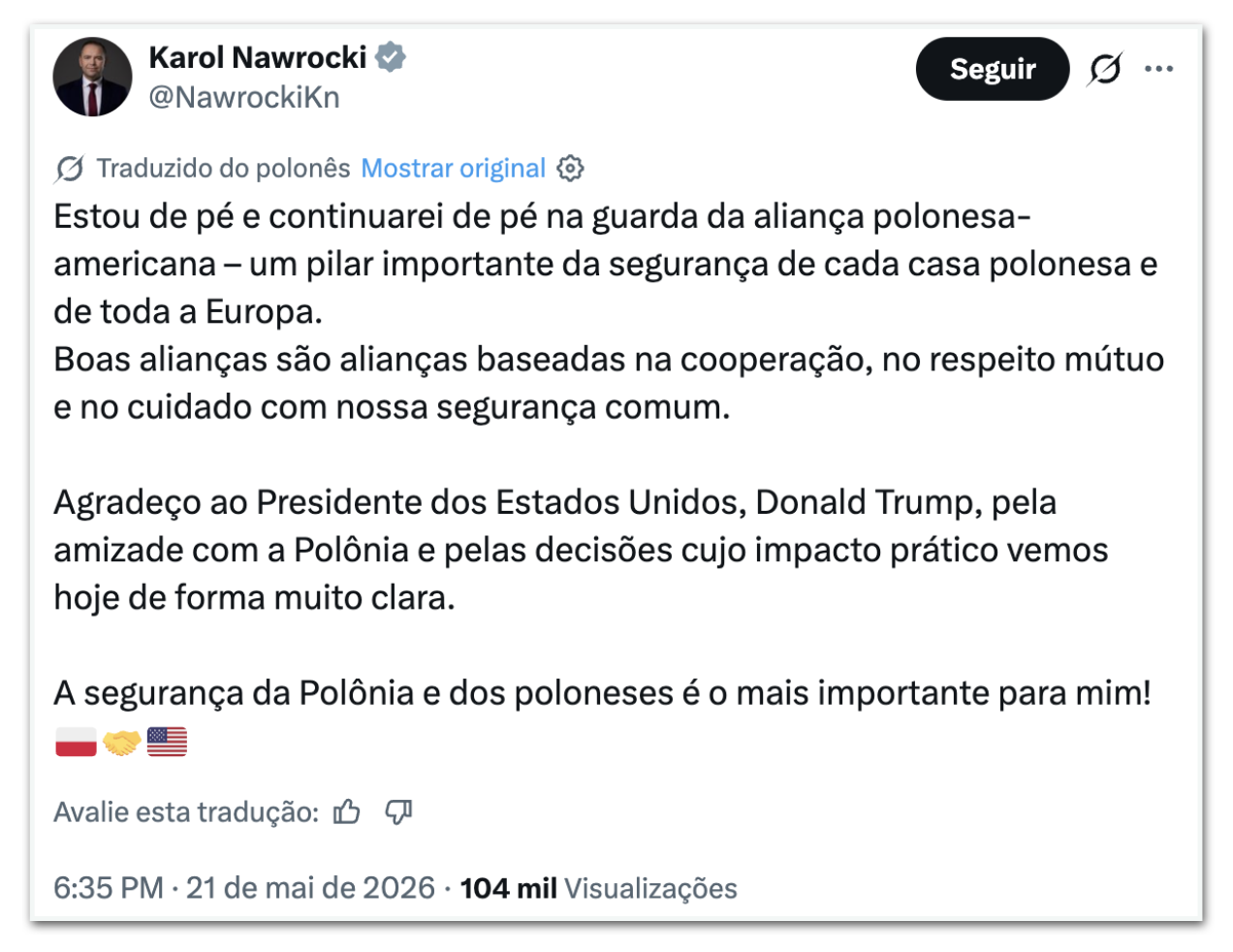 Donald Trump anuncia aumento de tropas na Polônia em reunião de imprensa.