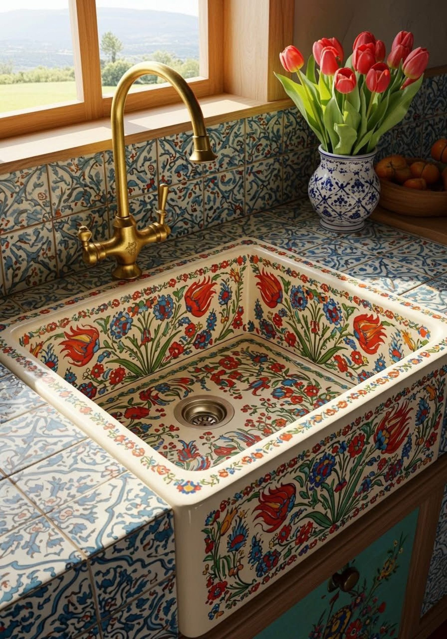 Cozinha moderna com pia central em estilo minimalista.