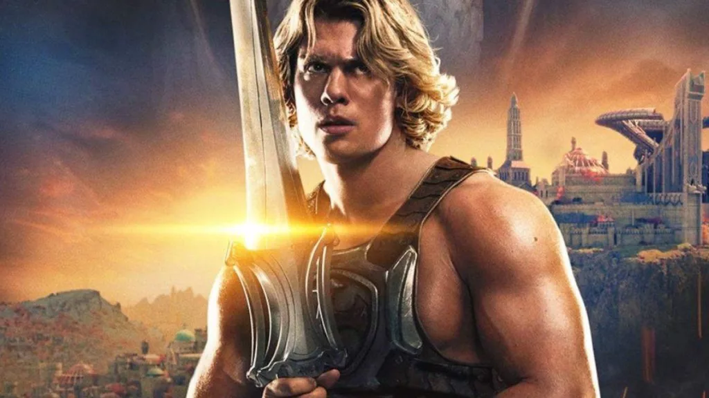 Ator Dolph Lundgren aparece em reportagem sobre Mestres do Universo, com expressão misteriosa.