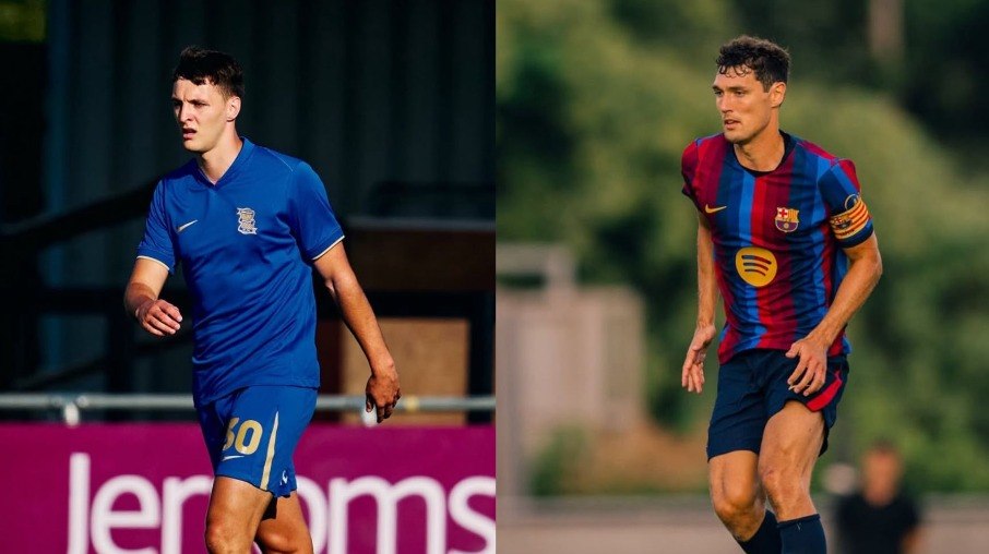 Time de Barcelona em ação no campo de futebol durante pré-temporada contra Birmingham.