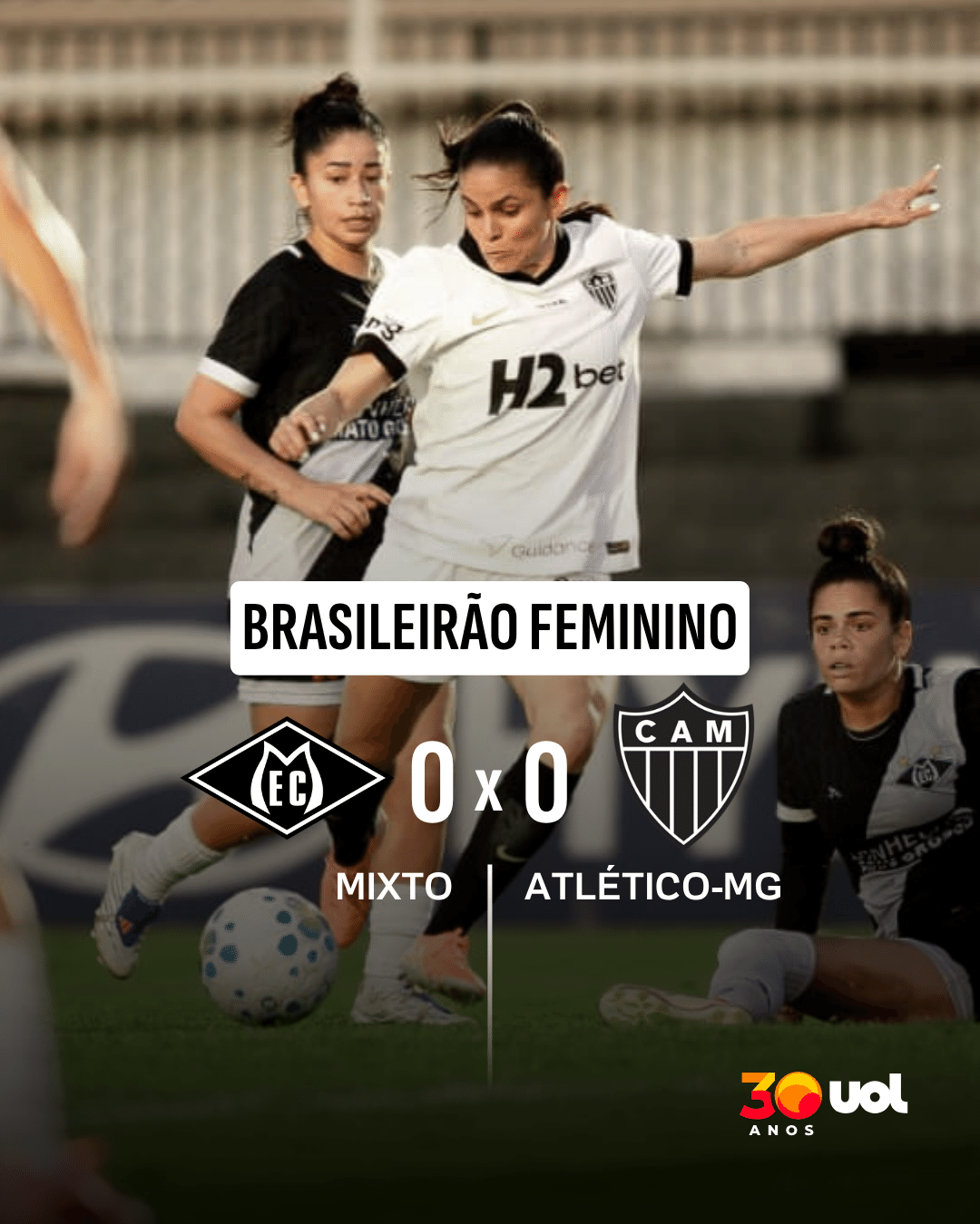 Jogadores de Atlético e Juventude em ação intensa no campo de futebol, empatando nas oitavas da Copa do Brasil.