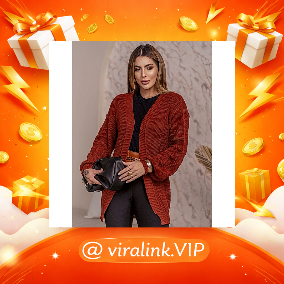 Casaco Manga Bufante Tricot Feminino LUANA LISO Tendência Inverno Ponto Fang Tricô Cardigan Frio