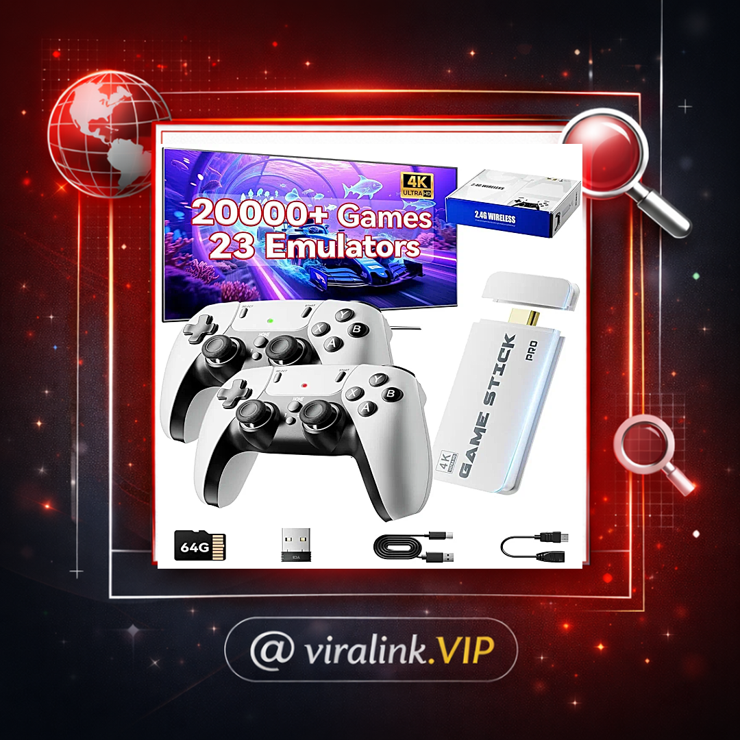 Console de Jogos 4K Game Stick Pro com Mais de 20.000 Jogos Retro, Plug and Play, HDMI, Controle Sem Fio 2.4G, Presente Ideal para Crianças e Adultos ﻿
