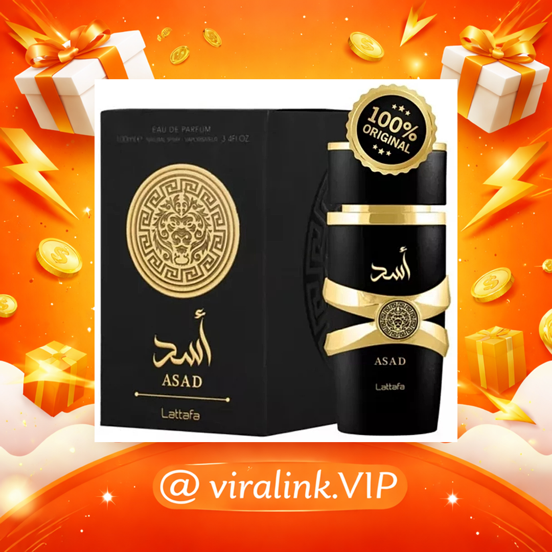 Perfume Árabe Asad Lattafa Preto Masculino Intenso e Oriental 100ml