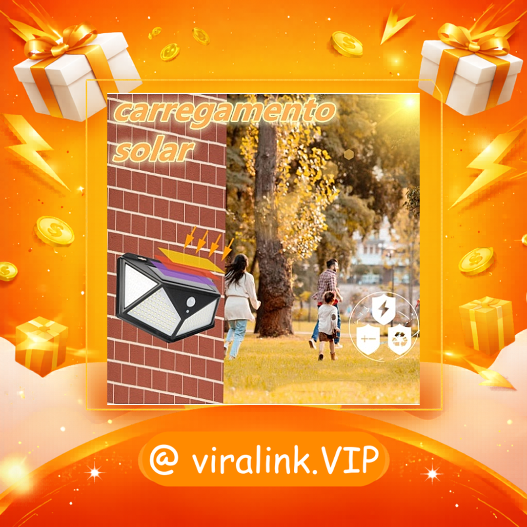 5 Luminária Solar 100 Led Sensor Presença Com 3 Funções luminária solar parede