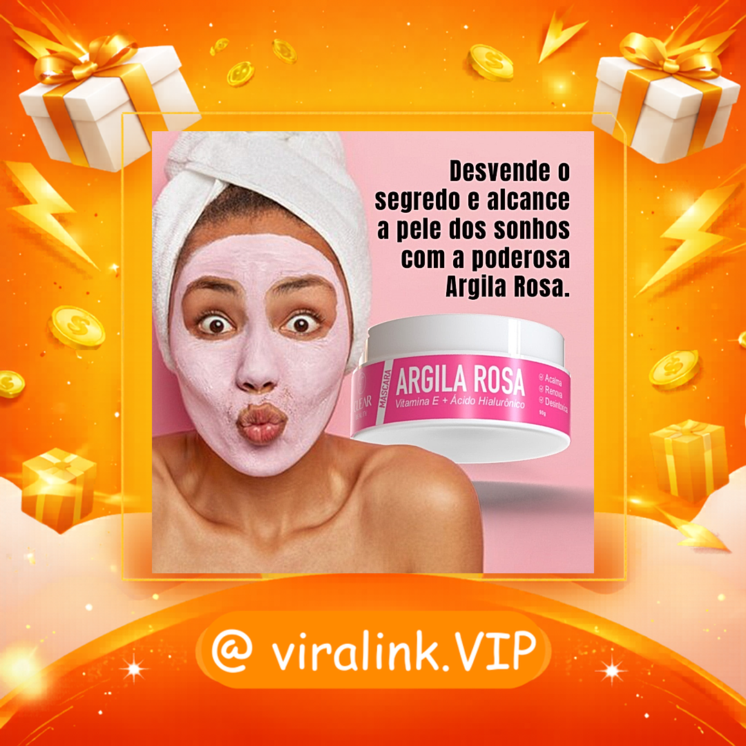 Máscara Facial de Argila Rosa Com Ácido Hialurônico Clear Beuty - Skin Care Completo