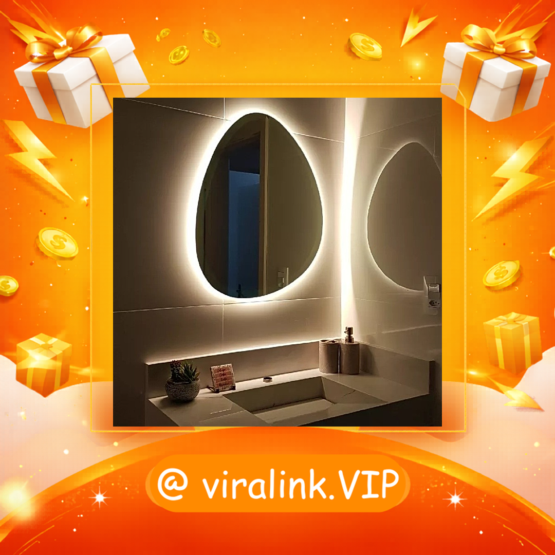 Espelho Orgânico Gigante Com Led S/ Fio Pilha Luz Fria Ou Luz Quente amarela decorativa