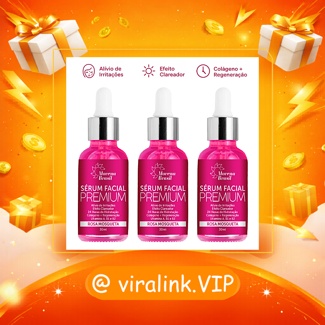 3X Sérum Rosa Mosqueta + 3% Ácido Hialurônico + Colágeno + Vitamina A, B1 e B2 | Morena Brasil 🔅