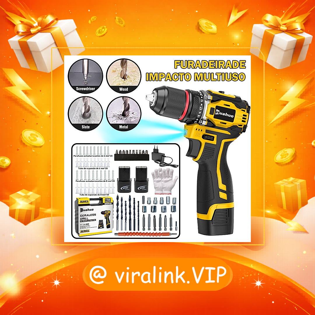 Parafusadeira Furadeira 21V 700W 2 Baterias Com Caixa De Armazenamento 2 Cores Disponíveis Kit Parafusadeira Elétrica