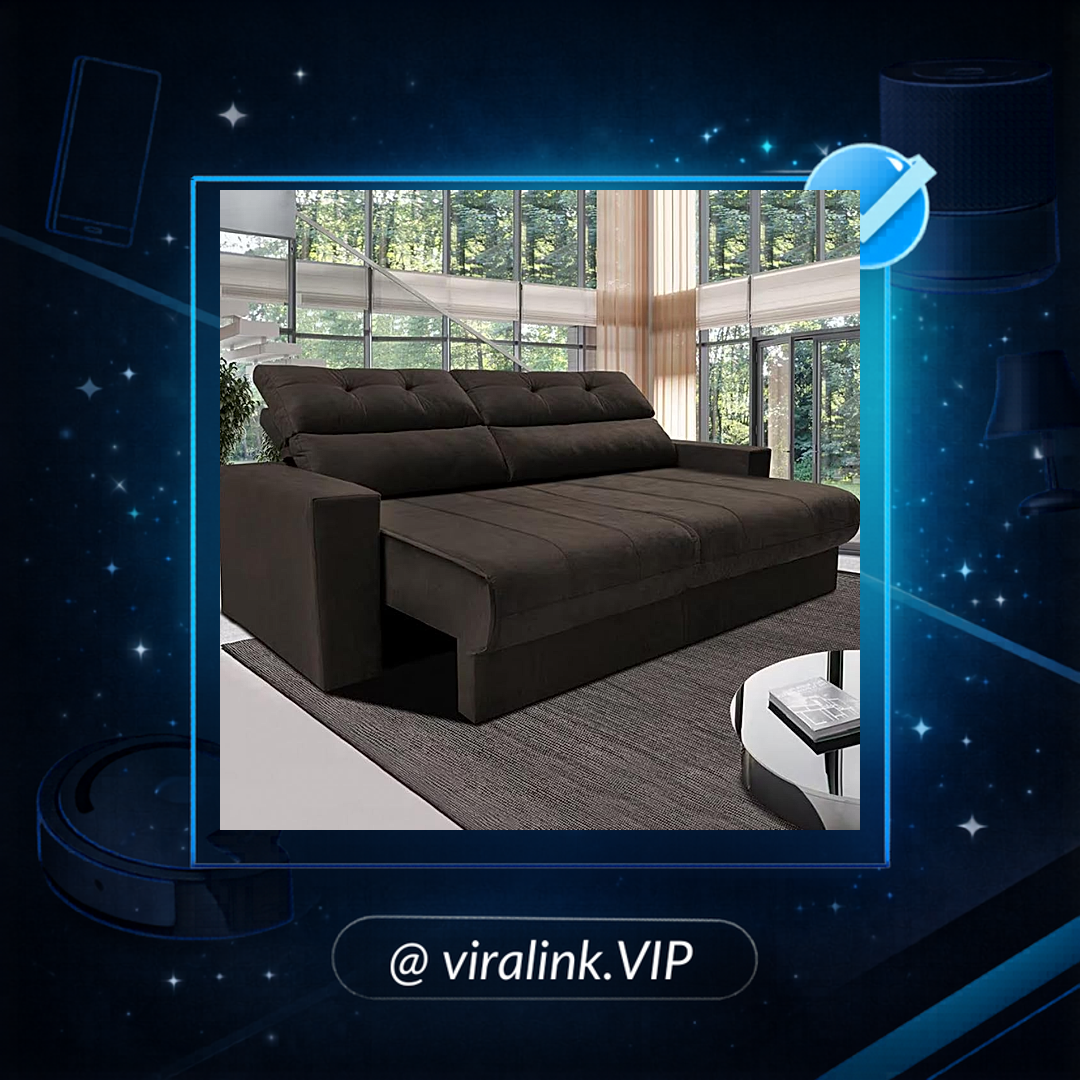 Cama inBox Sofá 3 Lugares Retrátil e Reclinável, Café, Velusoft, 190cm Largura, 95cm Altura, 86cm Profundidade