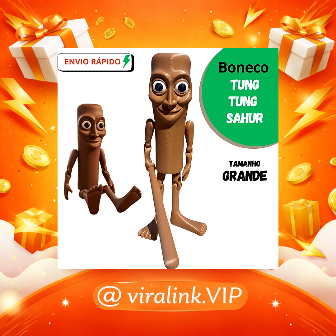 Boneco Tung Sahur Brainrot Meme Italiano TikTok Articulado Colecionável 3D