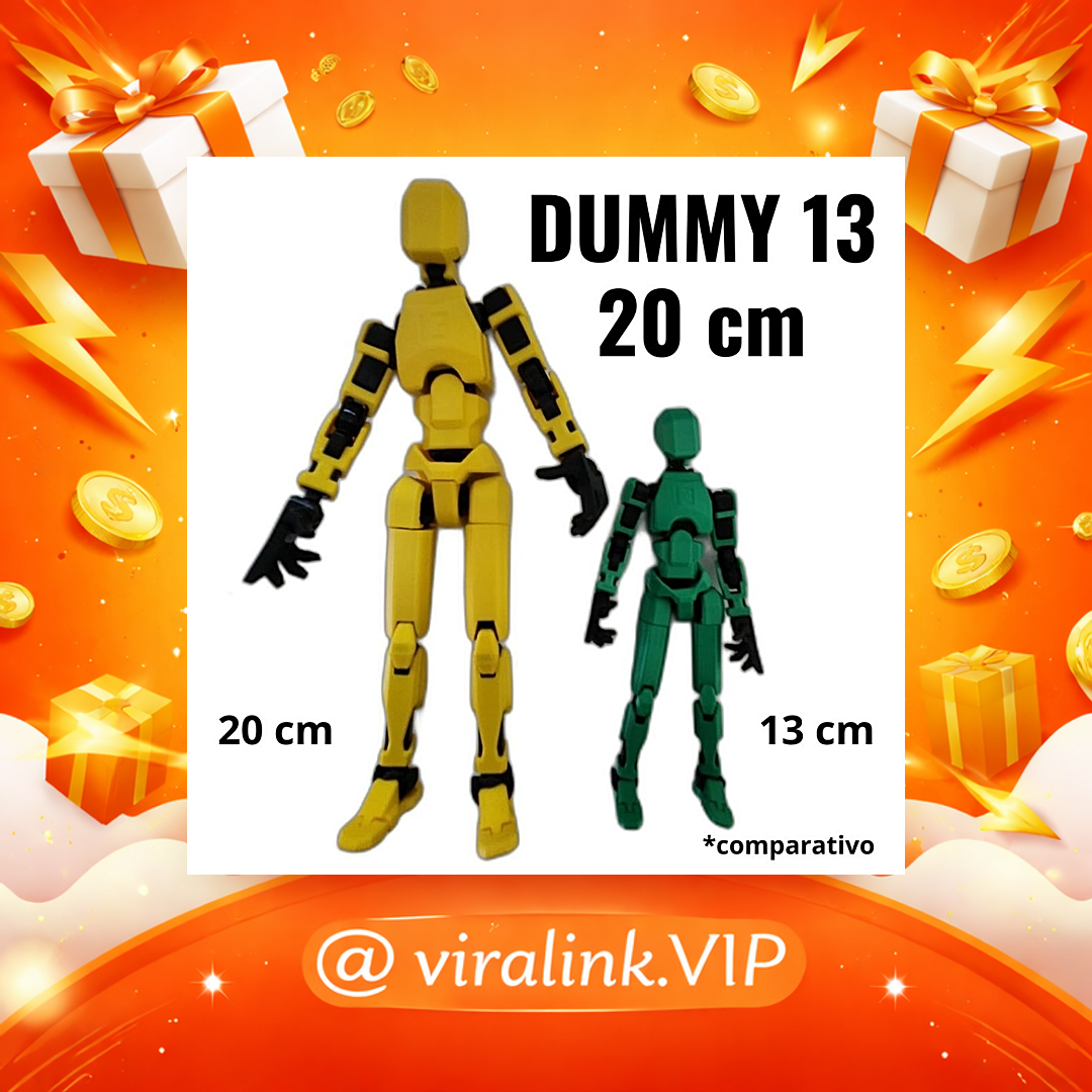 Boneco Dummy 13 GRANDE (20cm) Boneco Articulado Action Figure Educativo Várias Posições Impressão 3D
