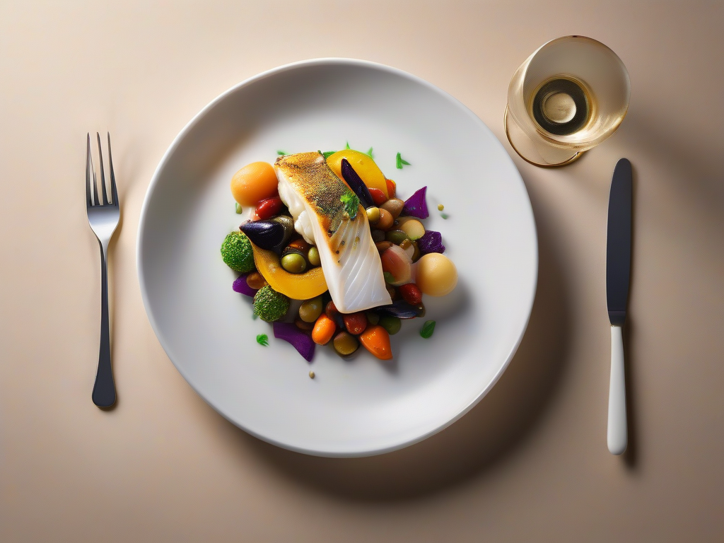 Bacalhau Grelhado com Legumes Coloridos