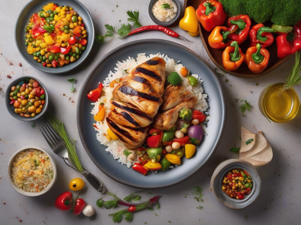 Frango Grelhado com Legumes Coloridos e Arroz Mineiro