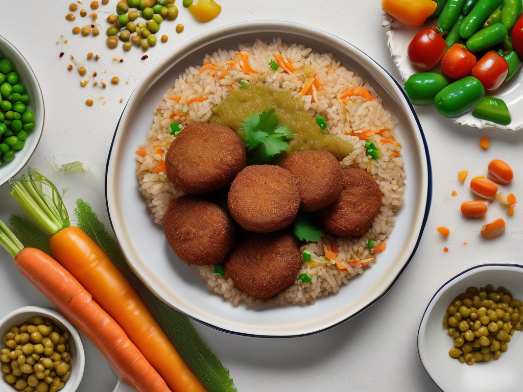 Kibbeh de Carne com Legumes e Arroz Sírio