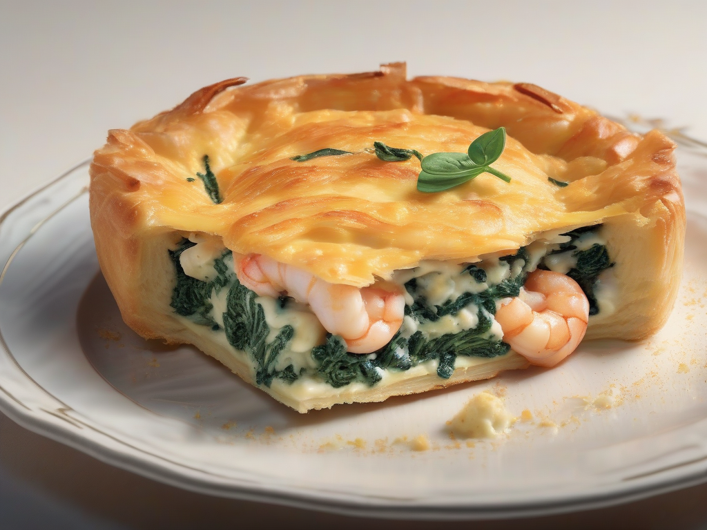Torta de Camarão com Espinafre e Queijo Cheddar
