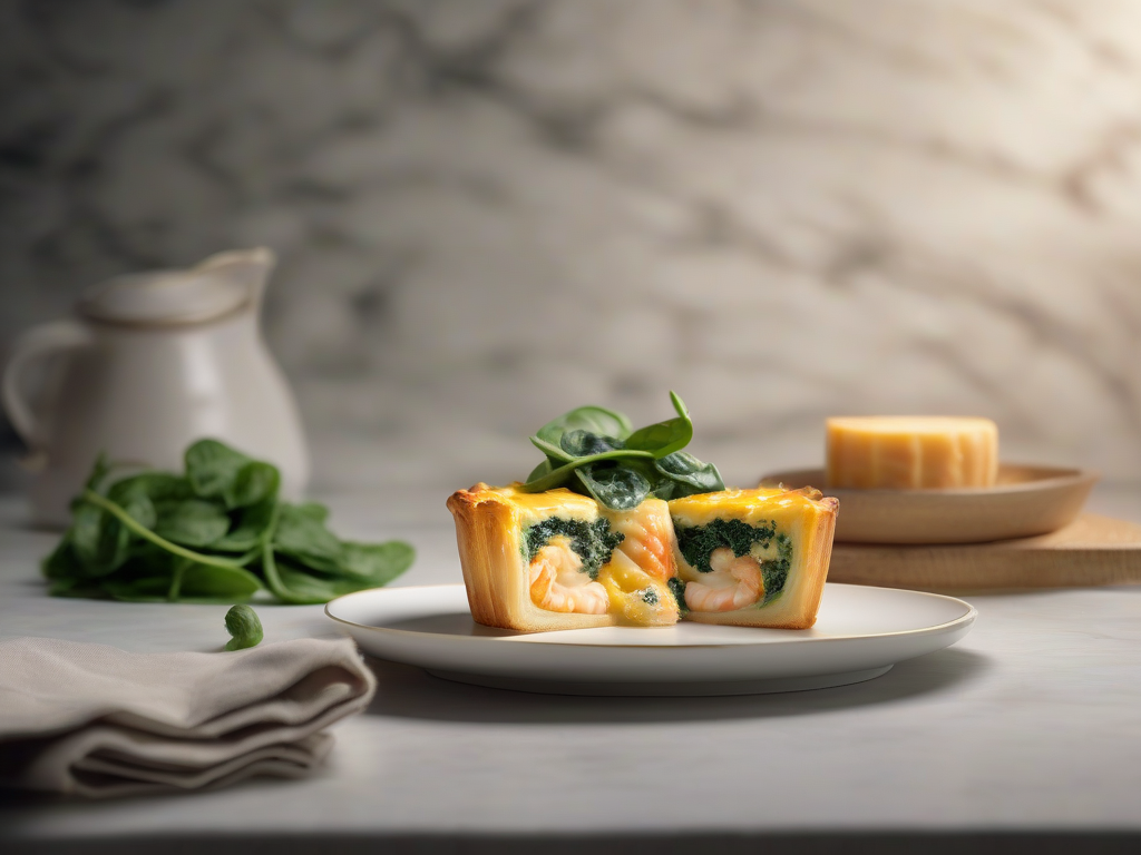 Torta de Camarão com Espinafre e Queijo Cheddar