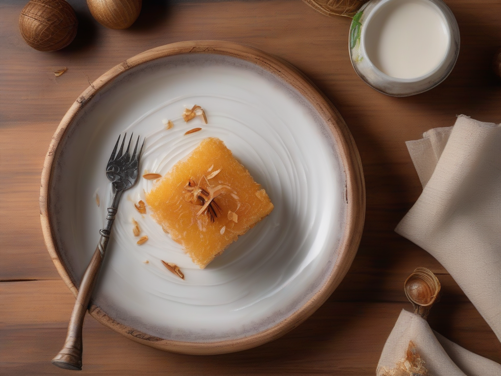 Bolo de Coco Tailandês com Leite de Coco e Cebola Caramelizada
