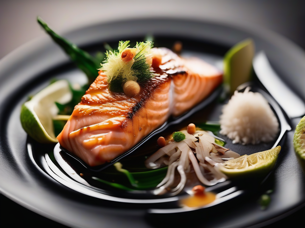 Salmão Grelhado com Molho de Gengibre e Coco Tailandês