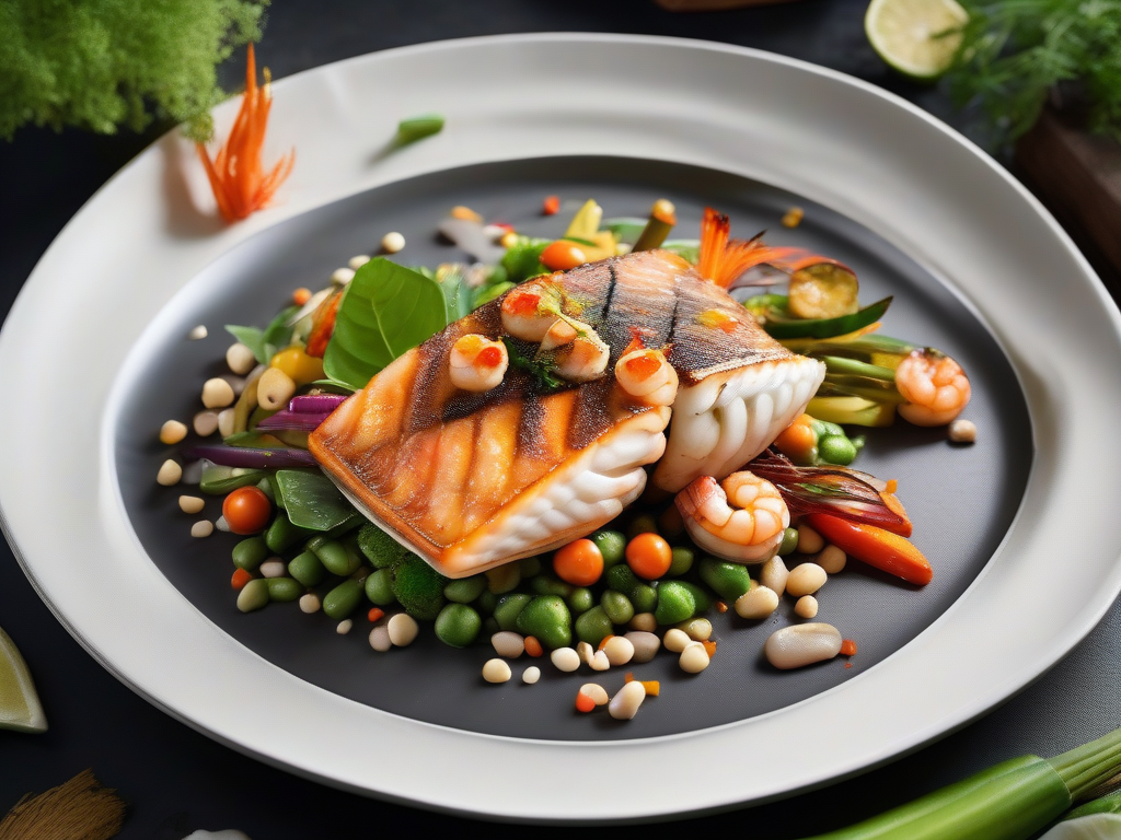 Tailandesa Grelhada com Camarão e Legumes