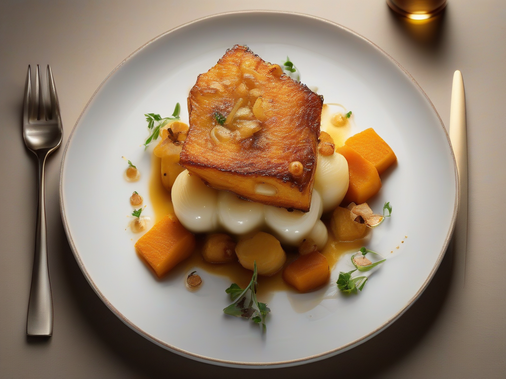 Bacalhau com Batata Doce e Cebola Caramelizada Gourmet