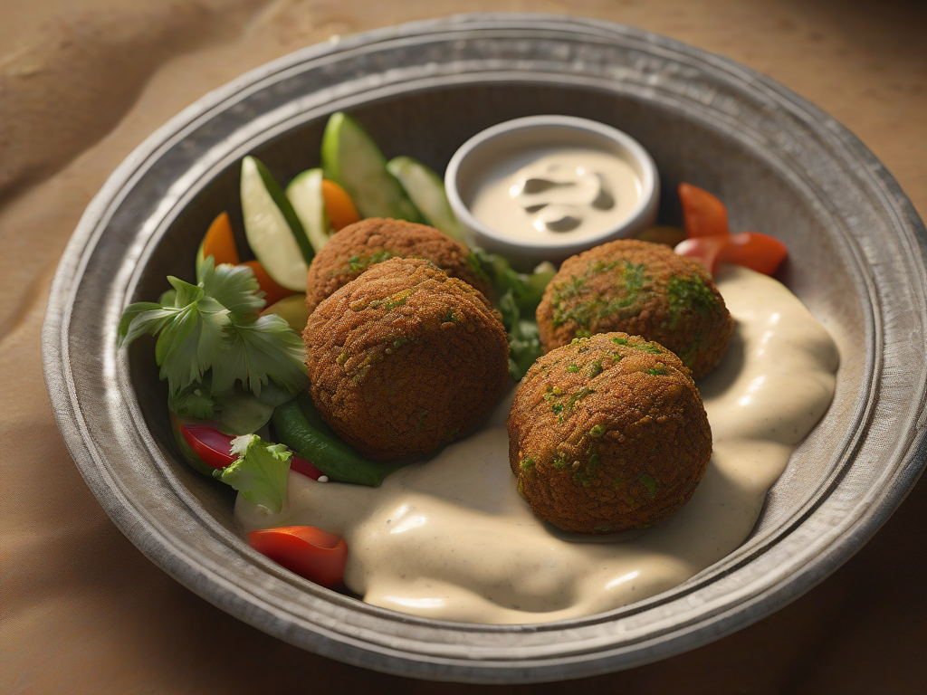 Falafel Sírio com Molho Tahine e Legumes