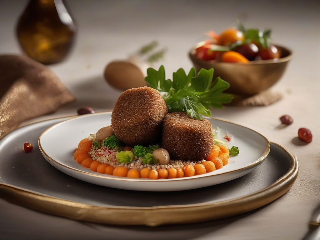 Kibbeh de Cordeiro com Legumes Frescos e Quinoa Síria