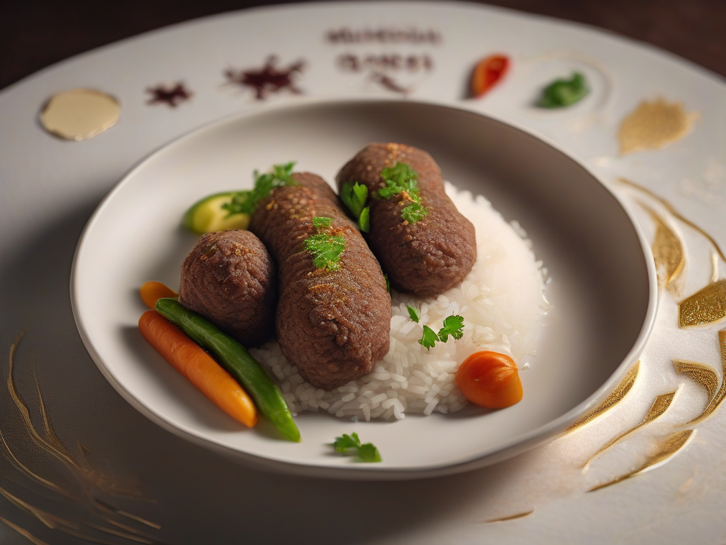 Kibbeh de Cordeiro com Legumes Frescos e Arroz Sírio