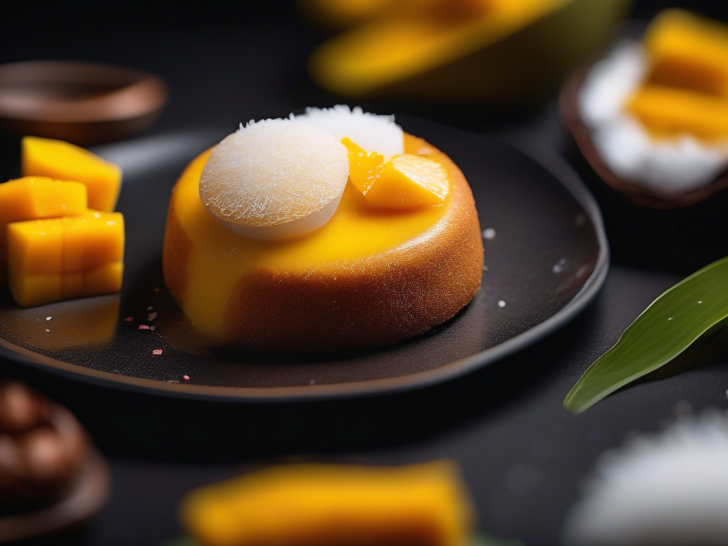 Torta de Mochi com Coco e Manga